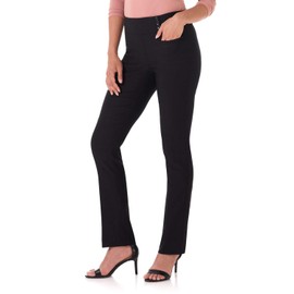 Rekucci Women's Ease Into Comfort Pull-On Straight Pant with Pockets (8, Black)