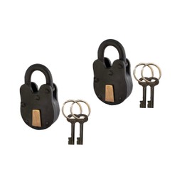 STALLION HARDWARE Antique Iron Padlock Set - 3” Handcrafted Cast Iron Locks with Keys for Rustic Charm, Perfect for Trunks, Sheds, or Collecting (Set of 2).