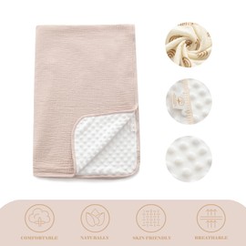 Sea Zaela - Manta para bebé unisex para niños y niñas, mantas de visón con forro polar de algodón de muselina con puntos en la parte delantera y forro polar de doble capa, color liso, color caqui