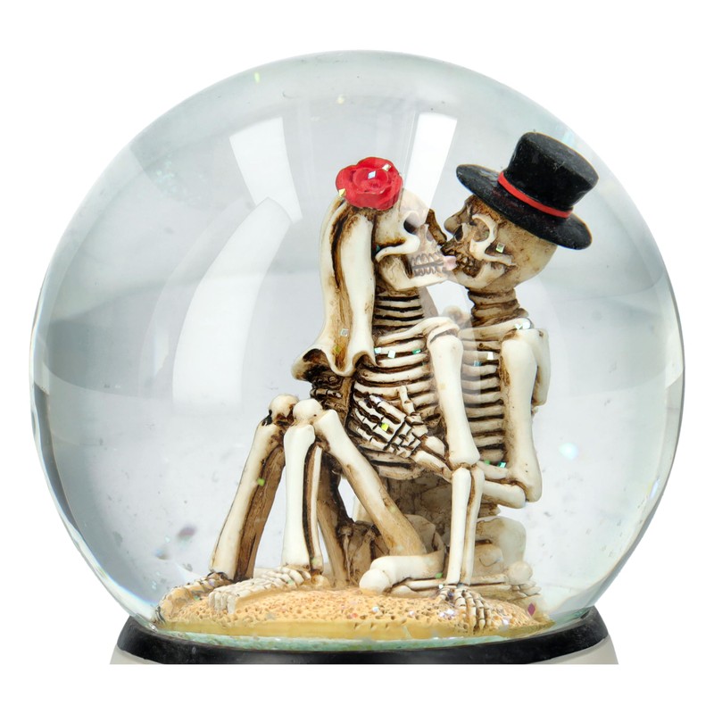 Romantic Skeleton Bride and Groom Snow Globe 13.5 cm -