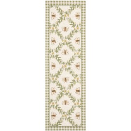 Safavieh Chelsea Collection HK55A Hand-Hooked French Country Wool Runner, 2'6" x 8' , Ivory / Green