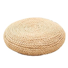 Yusat Round Straw Pillow Round Thick Bottom Tatami Mat Home Fitness Yoga Meditation Pillow Silk Padding Floor Mat Straw Fitness Yoga Mat Beige 30x30cm