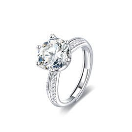 VECIVAL 3 Carat Moissanite Engagement Rings： 925 Sterling Silver D Color VVS1 Clarity - 6 Prong 3ct Wedding ring Size Adjustable - Girlfriend Wife for Anniversary Couples Promise Gift