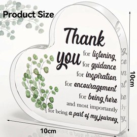 Thank You Gifts for Women Men,Special Friend Gifts Heart-Shaped Acrylic Desk Decor with Appreciation,Transparent Acrylic Plaque Keepsake,for Birthday,Christmas,Graduation,Mentor,Family,Teacher,Friend