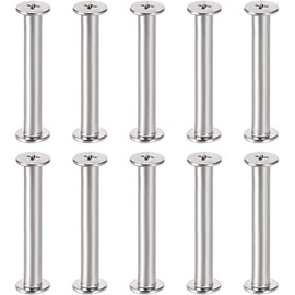 TA-VIGOR 10 Sets Chicago Screws, 35mm Chicago Button Binding Flat Cross Head Leather Rivets Book Binding Screws Posts for Leather Belt Scrapbook Photo Albums