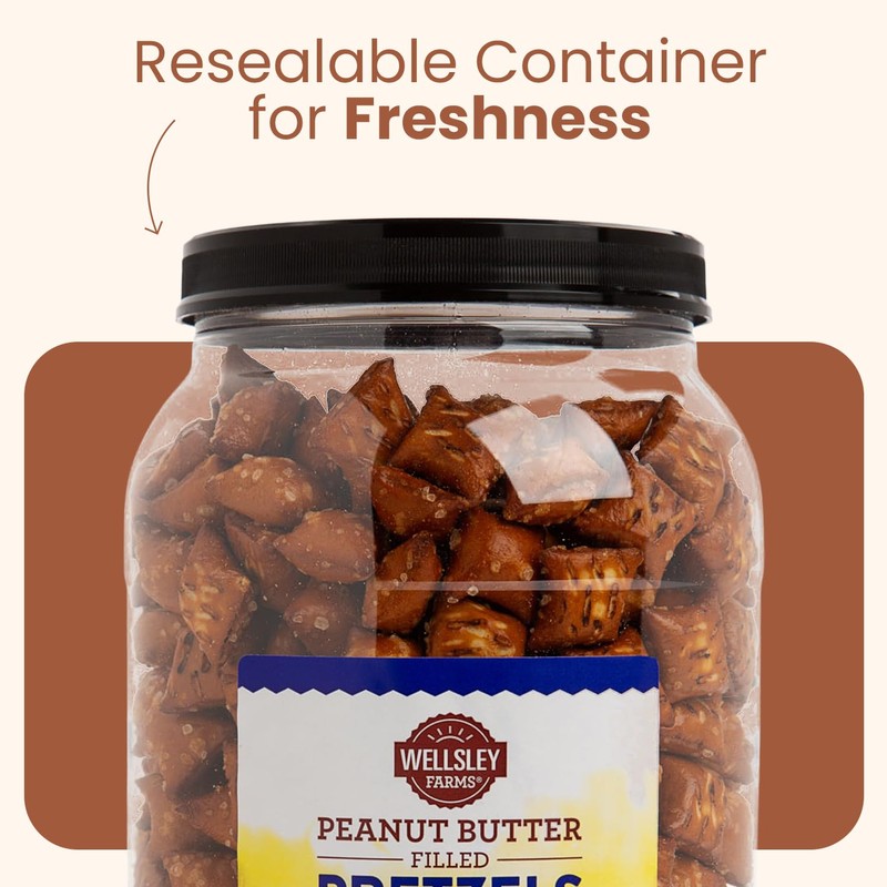 Wellsley Farms Peanut Butter Filled Pretzels - Crunchy Pretzel Nuggets