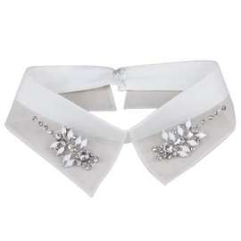 Vpang Detachable Blouse False Collar Pearl Embroidered Flower Fake Collar Choker Peter Pan Necklace, Type 2, Large