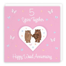 Hunts England - 5th Anniversary Card For Him Or Her - 5 Years - Wood Anniversary - Romantic Meadows - Fun Card - Fifth Anniversary Card For Couples, Boyfriend, Girlfriend, Husband, Wife, etc.