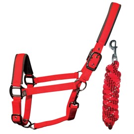 Woof Wear Contour Head Collar & Lead Rope Set ROYAL RED (Pony)