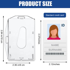 Marspark 25 Pcs 2 ID Badge Holder Heavy Duty Plastic ID Card Holder Transparent Protector Clear Badge Protector Cover Sleeve Protective Cover with Thumb Slot for Credit Card (Vertical and Horizontal)