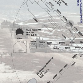 Large Passive Visual Range Finder – 7.87" UV-Printed PETG Disk with 20" Cord – Ranges Man, 4WD, Truck, House, Container, Tank (Front/Side), Cow/Bull – No IR or Laser Signature – Stealth Tool
