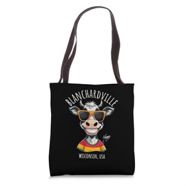 Blanchardville WI USA Funny Cow Cartoon Design Tote Bag