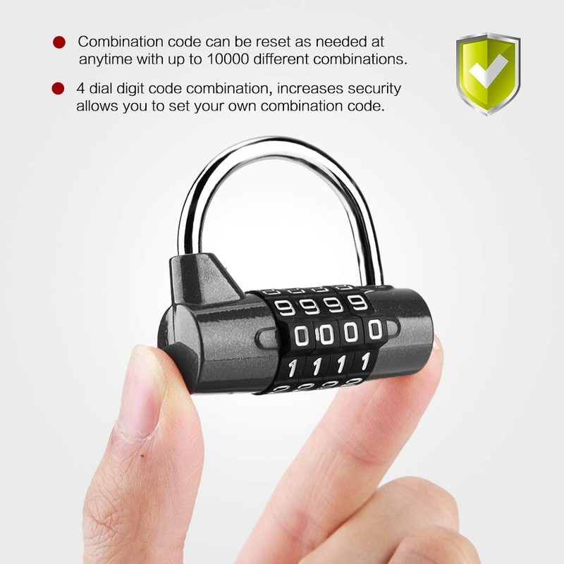 Door Password Lock,4 Dial Digit Code Combination Padlock Security Password