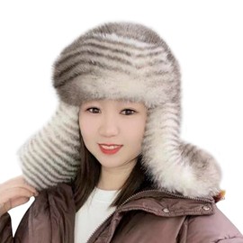 Women Winter Ear Flaps Hat Windproof Faux Fur Trapper Hat Winter Ushanka Hat Trooper Aviator Hat Hunting Hat Cycling Cap Brown