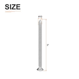 DTGN 25Pcs #10x3" Flat Head Wood Screws, 304 Stainless Steel Phillips Self Tapping Screws - Good for Woodworking, Furniture - Silver