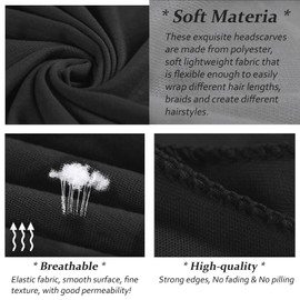 XTREND 1 Piece Stretch Head Wrap Jersey Turban Urban Hairband Scarf Fashion Headband Solid Color Breathable Ultra Soft Extra Long Head Band Tie for Women (Black)