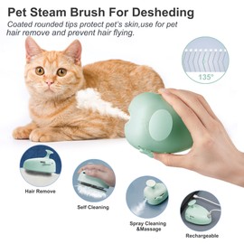 Cat Steam Brush for Shedding,Self Cleaning Cat Brush with Steam,Rechargeable Pet Steam Brush,Mist Brush Comb for Indoor Cats,Cat Hair Brush,Steamy Cat Brush for Short&Long Haired Pets.(Green)