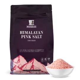 Mobass Himalayan Pink Salt Fine Grain Resealable Pouch 2.2 Lbs (1 Kilo) | 100% Natural & Unrefined | Rich in 84+ Trace Minerals | Ideal for Cooking, Bath Soaks, and Wellness