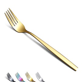 Berglander Gold Forks of 6, Stainless Steel Titanium Golden Plating Fork Set, Fork and Spoon Cutlery, Spoon and Forks Set
