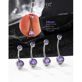 OUFER 14G Purple Belly Button Bar 10mm Titanium G23 Belly Button Piercing Internally Threaded Belly Piercing Ring for Women Belly Button Jewellery