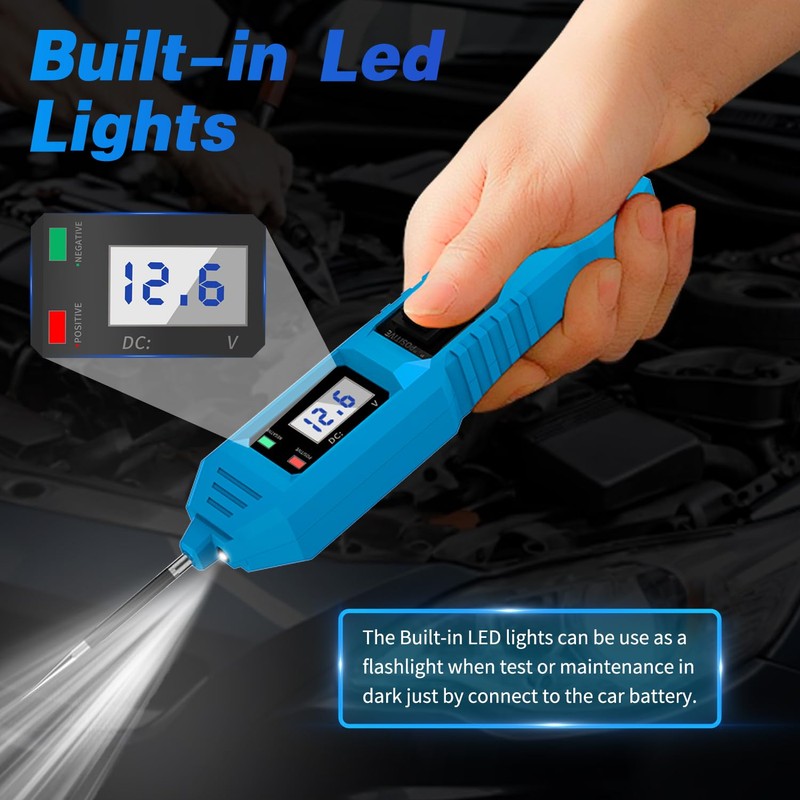 Power Circuit Probe Tester, 6V/12V/24V DC Circuit Tester Automotive, Multifunctional