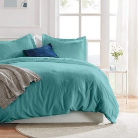 SLEEP ZONE King Size Duvet Cover Cooling NANOTEX Tech with Zipper Closure & 8 Corner Ties - Super Soft & Breathable All Season Comforter Cover Set 3 Pieces (Teal, King)
