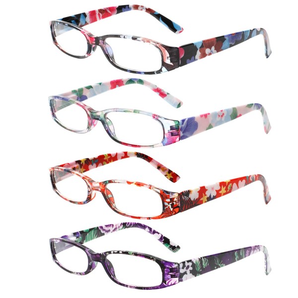 Kerecsen 4 Pack Reading Glasses for Women Spring Hinge Ladies