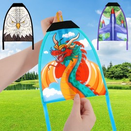 WERNNSAI Pack of 3 Mini Dragon Thumb Ejection Kites for Children and Adults, Easy to Fly Dragon Slingshot, Finger Launcher with 3 Replacement Rubber Bands, Funny Toy for the Beach and Outdoor Use