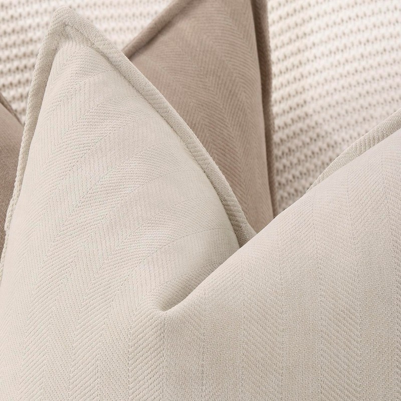 Madizz Set of 2 Simple Chenille Cushion Covers, Soft Decorative