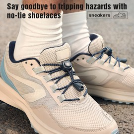 Stepace [2 Pairs] No Tie Elastic Shoe Laces for Adults and Kids - One Size Fit All Navy Blue