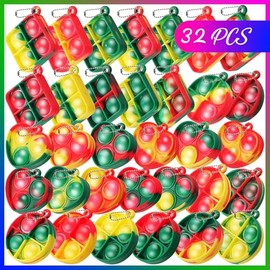LIAM&AVA Christmas Party Favors Pop Fidget Keychain Its 32 Pack Mini Fidget Toys Bulk for Kids 4-8 8-12 Year, Fidgets It Bubbles Poppers Goodie Bag Stuffers for Classroom Prizes Sensory Birthday Gifts