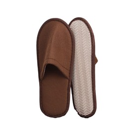 10 Pairs Coral Fleece Disposable Hotel Slippers Warm Solid Color Home Travel Beauty Salon Thick Shoes for Trip, Brown 2