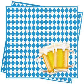 CharmBurst 40 Stück Oktoberfest Servietten Blau Weiß, Bayrische Deko Mit Raute, Seidenpapier, Tischdeko Oktoberfest Party, Servietten Bayern Accessoires Oktoberfestdeko