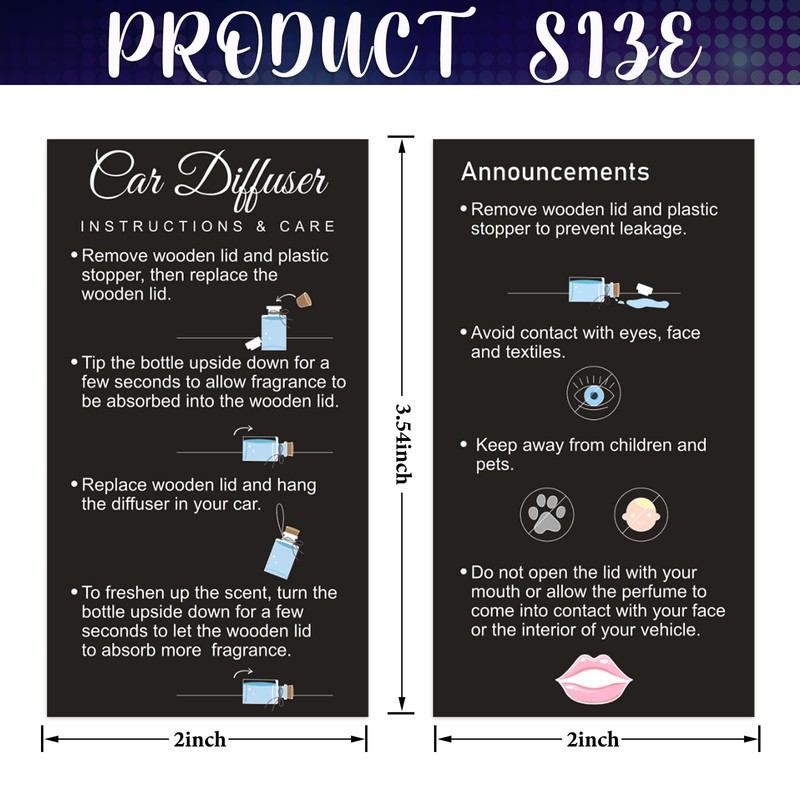 Motiskyy 200 Pcs Hanging Car Diffuser Instruction Cards for Car