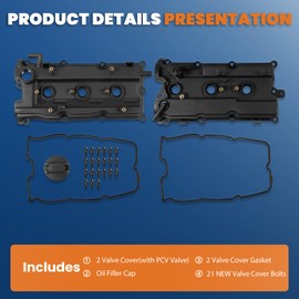 KUIPERAUTO Engine Valve Covers Left and Right Side Compatible for 2005-2019 Nissan Frontier/ 2005-2012 Pathfinder/ 2005-2015 Xterra 4.0L 13264-EA210 13264-EA200 (Set of 2)