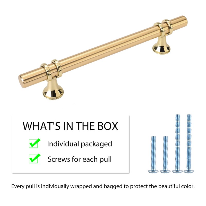 Rergy 5 Pack Brushed Brass Cabinet Pulls Gold Cabinet Pulls