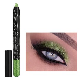 Green Eyeshadow, Glitter Eye Shadow Stick Metallic Eyeshadows Crayon, Waterproof Shimmer High Pigmented eyeshadow pencil Create Smoky Eye Makeup for Christmas Gifts