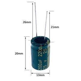 PENGLIN 10 Pcs Electrolytic Capacitors Aluminum Electrolytic Capacitors 25V 2200UF 105°C 13X20mm High Frequency Low Resistance Long Life (25V 2200μF)