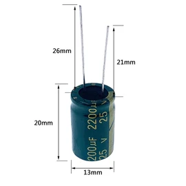 PENGLIN 10 Pcs Electrolytic Capacitors Aluminum Electrolytic Capacitors 25V 2200UF 105°C 13X20mm High Frequency Low Resistance Long Life (25V 2200μF)