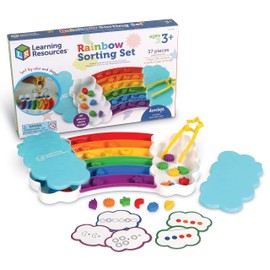Learning Resources Rainbow Sorting Set, 37 Pieces, Fine Motor Skill, Sorting, Layering Pattern, Addition Training, Educational Toys for Toddlers, Baby and Toddler Toys, 3+