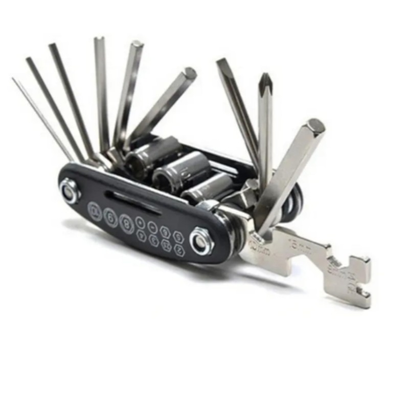 Multifunction Tool Bicycle Key - Repair Kit Black Stainless Steel