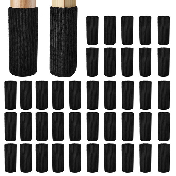 40 PCS Black Furniture Leg Socks - Knitted Chair Leg