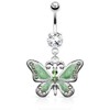 Pierced Owl 14GA Stainless Steel CZ Crystal Butterfly Dangling Belly