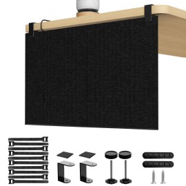Droshipping No Drill Under Desk Cable Management and Privacy Panel 2 in 1 Modesty Panel with Cord Organizersize: 23.62"L x 15"W, color: Black