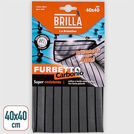 La Briantina Panno Pulizia Furbetto Carbonio per Vetri e Specchi, Doppia Azione Pulisce e Lucida, Riutilizzabile e Antigraffio, 30x40 cm