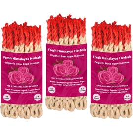 Fresh Himalayas Tibetan Rose Incense Ropes 45 X 3 Bundle ~ Hand Rolled Himalayan Incense Made from Organic Himalayan Herbs for Prosperity and Good Luck