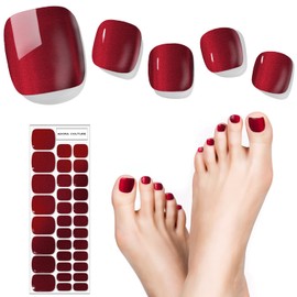 Adora Couture Adora Couture Semi Cured Gel Nail Strips - 32 pcs Gel Pedicure Stickers, Easy to Apply & Remove Toenail Stickers, Salon Quality at Home & Long Lasting - UV Nail Lamp Required - Red Wine P