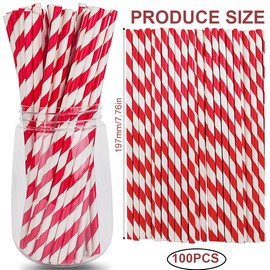 DDKY Pack of 100 Degradable Paper Straws, Disposable Straws, Paper Straws, Party Straws, Suitable for Parties and Families