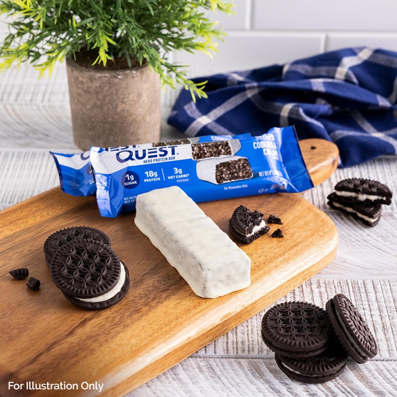 Quest Nutrition Crispy Cookies & Cream Hero Protein Bar, 18g