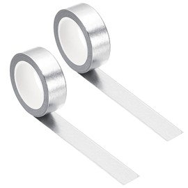 PATIKIL 15mm x 10m Metallic Washi Tape, 2 Roll Masking Foil Sticker Self Adhesive for DIY Art Craft Wrapping Decoration, Silver Tone